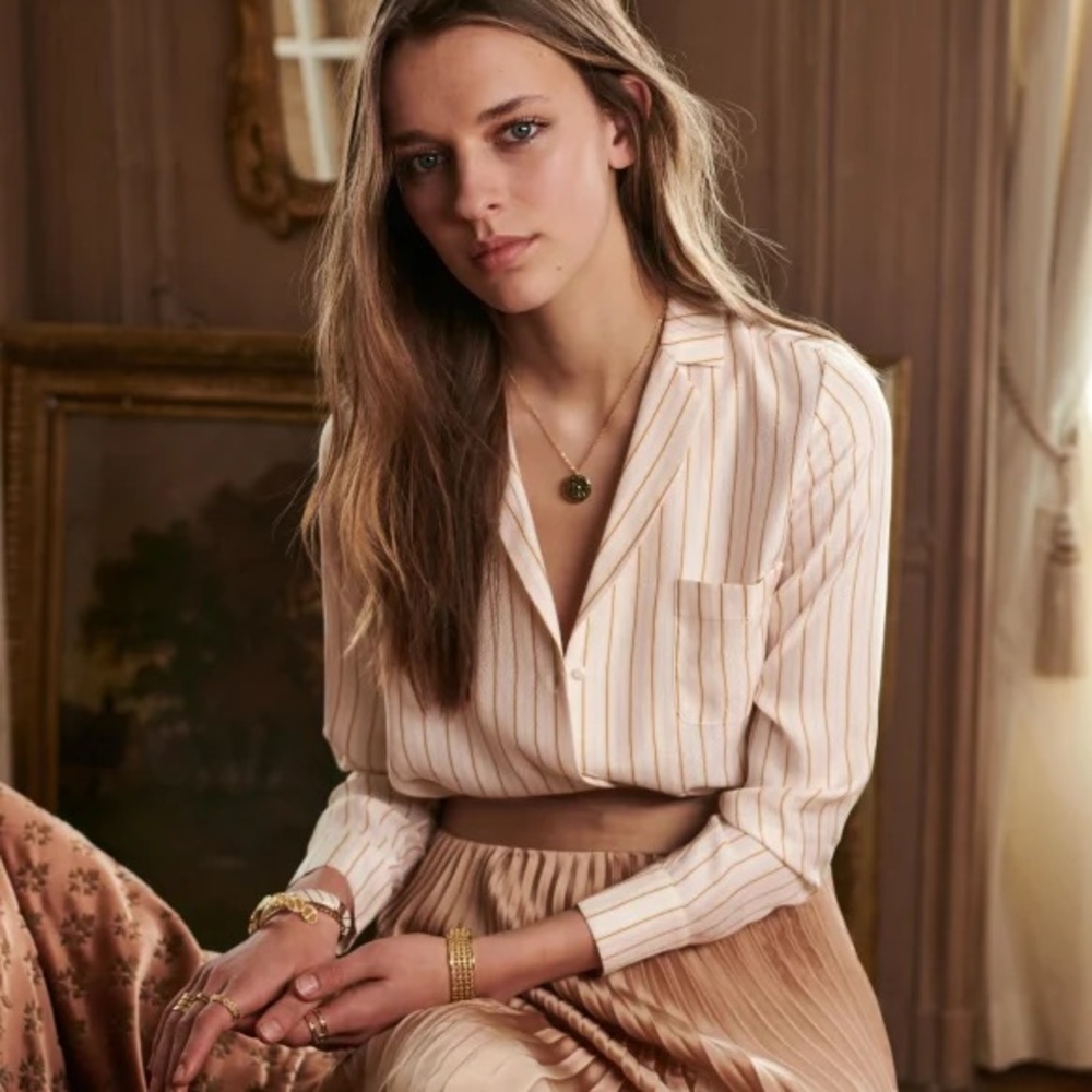 {sezane} Florence silk blouse in tricolor